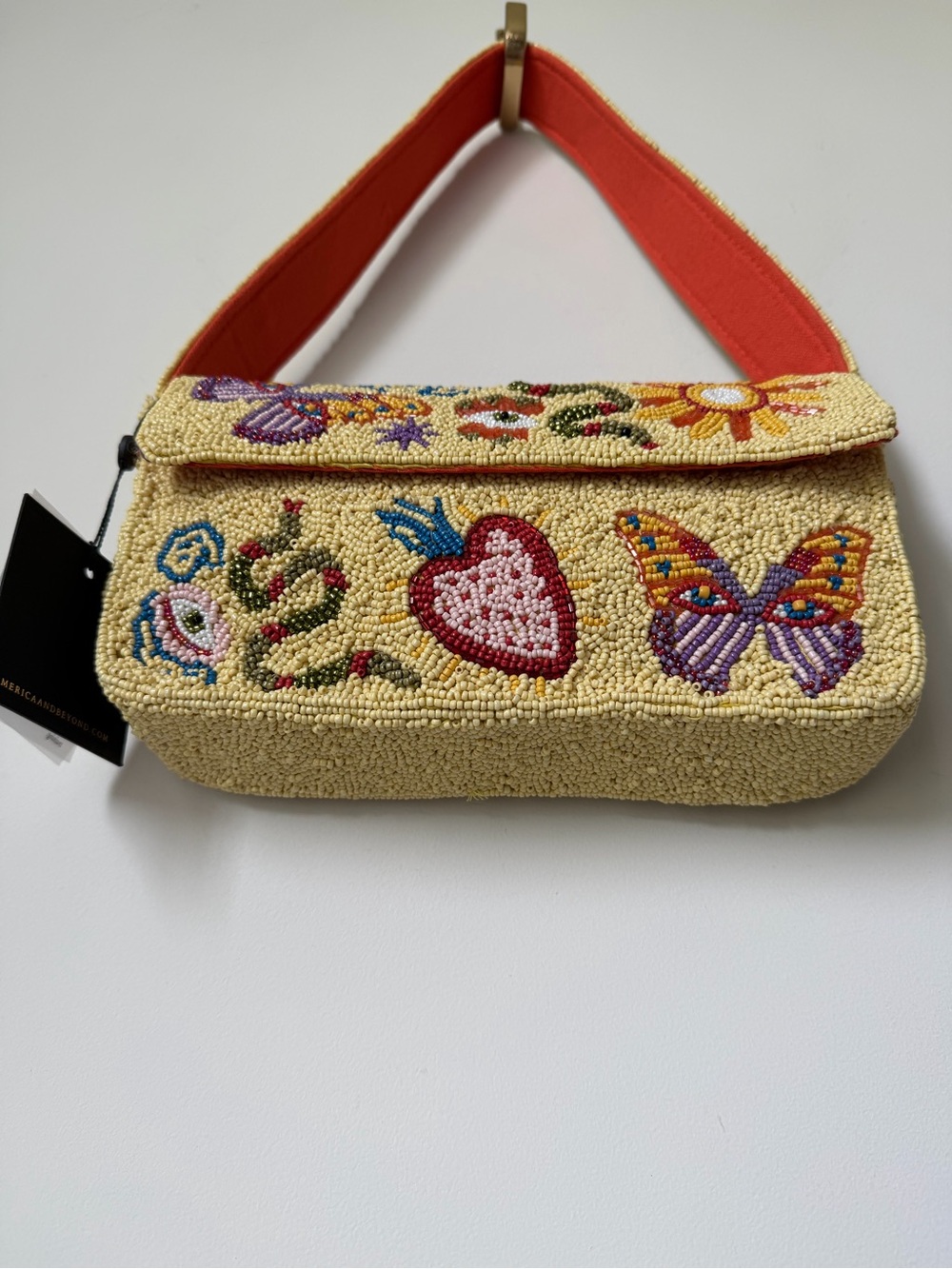 America & Beyond Beaded yellow snake sun butterfly Shoulder Bag - Picture 5 of 7